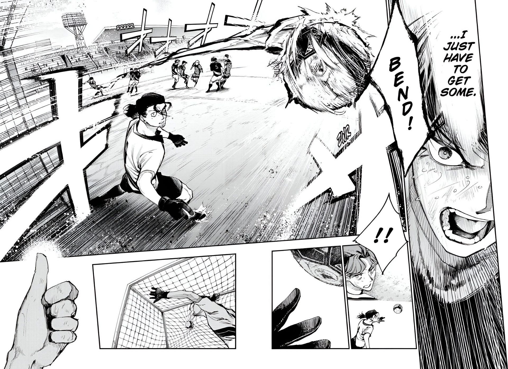 Yuga Takami's free kick as seen in the Embers manga (Image via Shueisha)